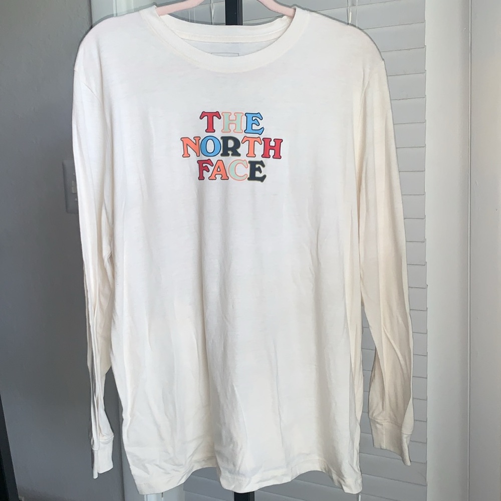 The north face spellout graphic crewneck long sleeve shirt xxl